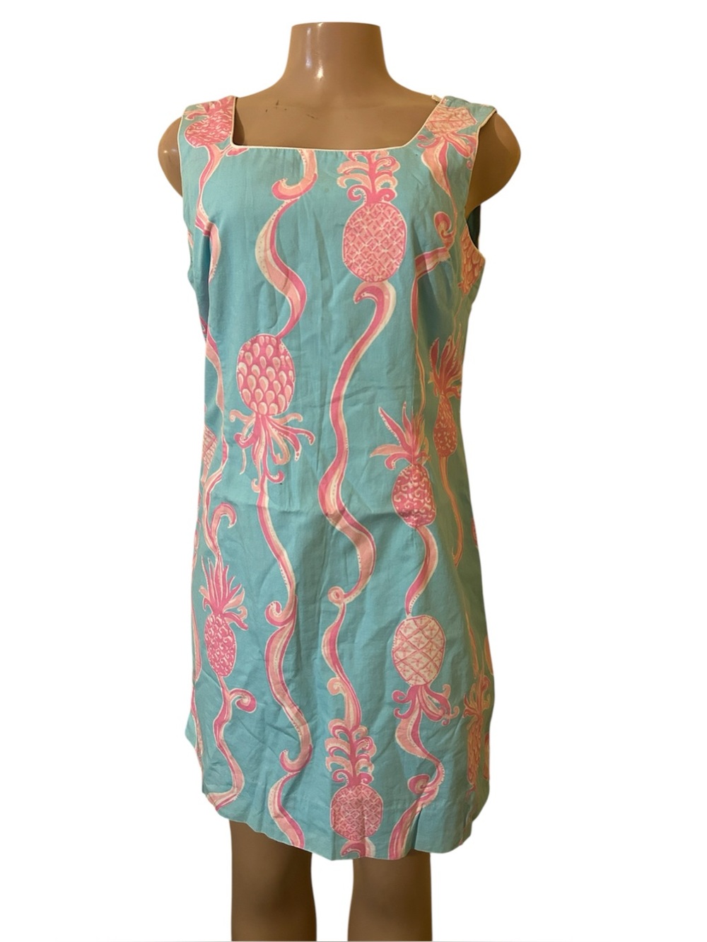 EUC Lilly Pulitzer Krista Shift - Pineapple Stripe, Sz 11 HTF white label, pink